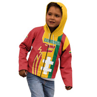 Lithuania Red Kid Hoodie with Bold Vytis Cross Design and Tricolor Flag Accents - Wonder Print Shop