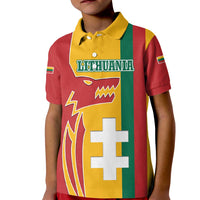 Lithuania Red Kid Polo Shirt with Bold Vytis Cross Design and Tricolor Flag Accents - Wonder Print Shop