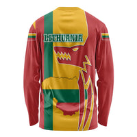 Lithuania Red Long Sleeve Shirt with Bold Vytis Cross Design and Tricolor Flag Accents - Wonder Print Shop