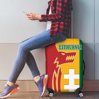Lithuania Red Luggage Cover with Bold Vytis Cross Design and Tricolor Flag Accents - Wonder Print Shop