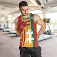 Lithuania Red Men Tank Top with Bold Vytis Cross Design and Tricolor Flag Accents - Wonder Print Shop