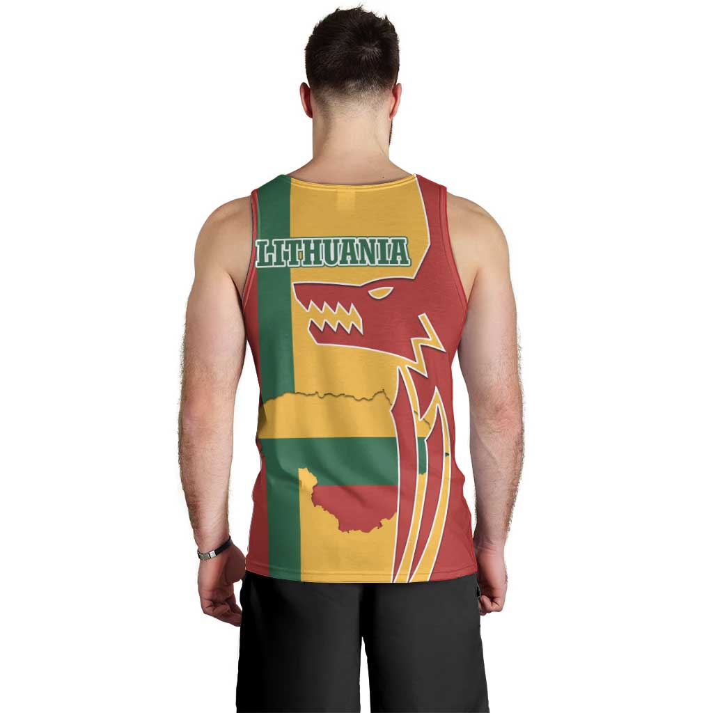 Lithuania Red Men Tank Top with Bold Vytis Cross Design and Tricolor Flag Accents - Wonder Print Shop