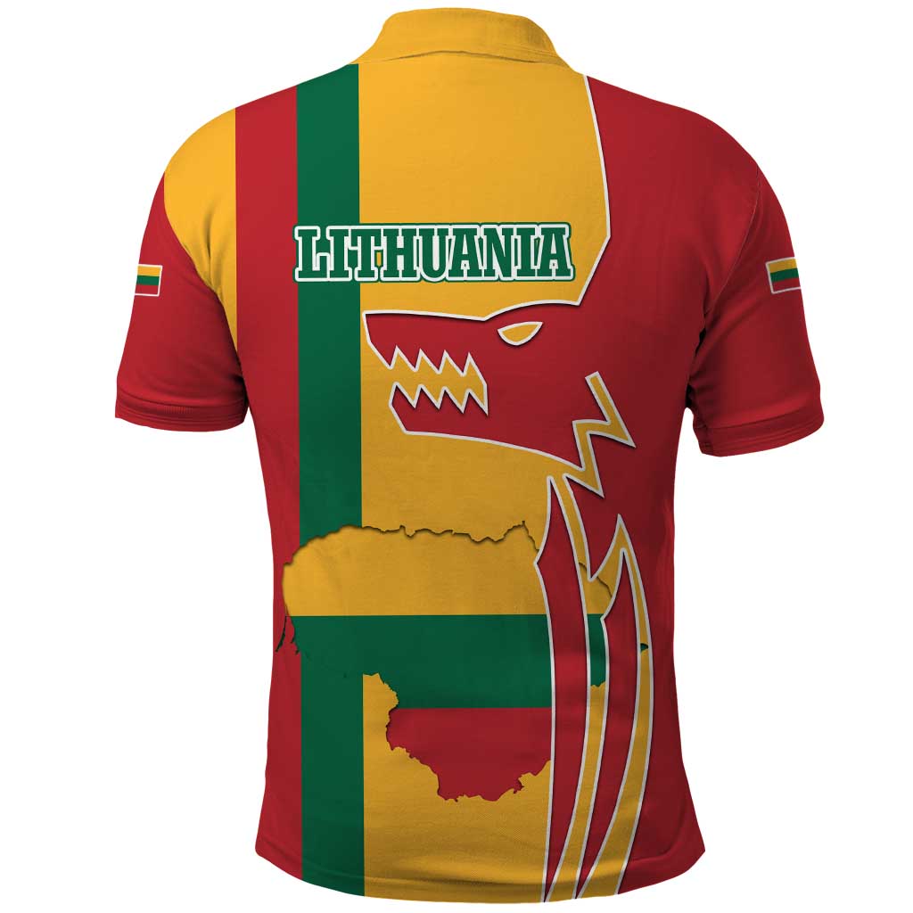 Lithuania Red Polo Shirt with Bold Vytis Cross Design and Tricolor Flag Accents - Wonder Print Shop