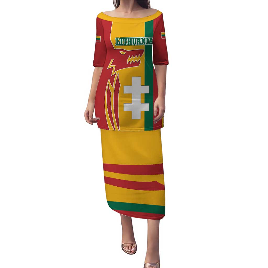 Lithuania Red Puletasi with Bold Vytis Cross Design and Tricolor Flag Accents - Wonder Print Shop
