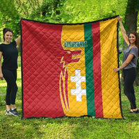Lithuania Red Quilt with Bold Vytis Cross Design and Tricolor Flag Accents - Wonder Print Shop