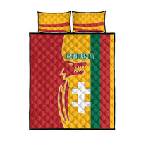 Lithuania Red Quilt Bed Set with Bold Vytis Cross Design and Tricolor Flag Accents - Wonder Print Shop