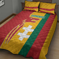 Lithuania Red Quilt Bed Set with Bold Vytis Cross Design and Tricolor Flag Accents - Wonder Print Shop