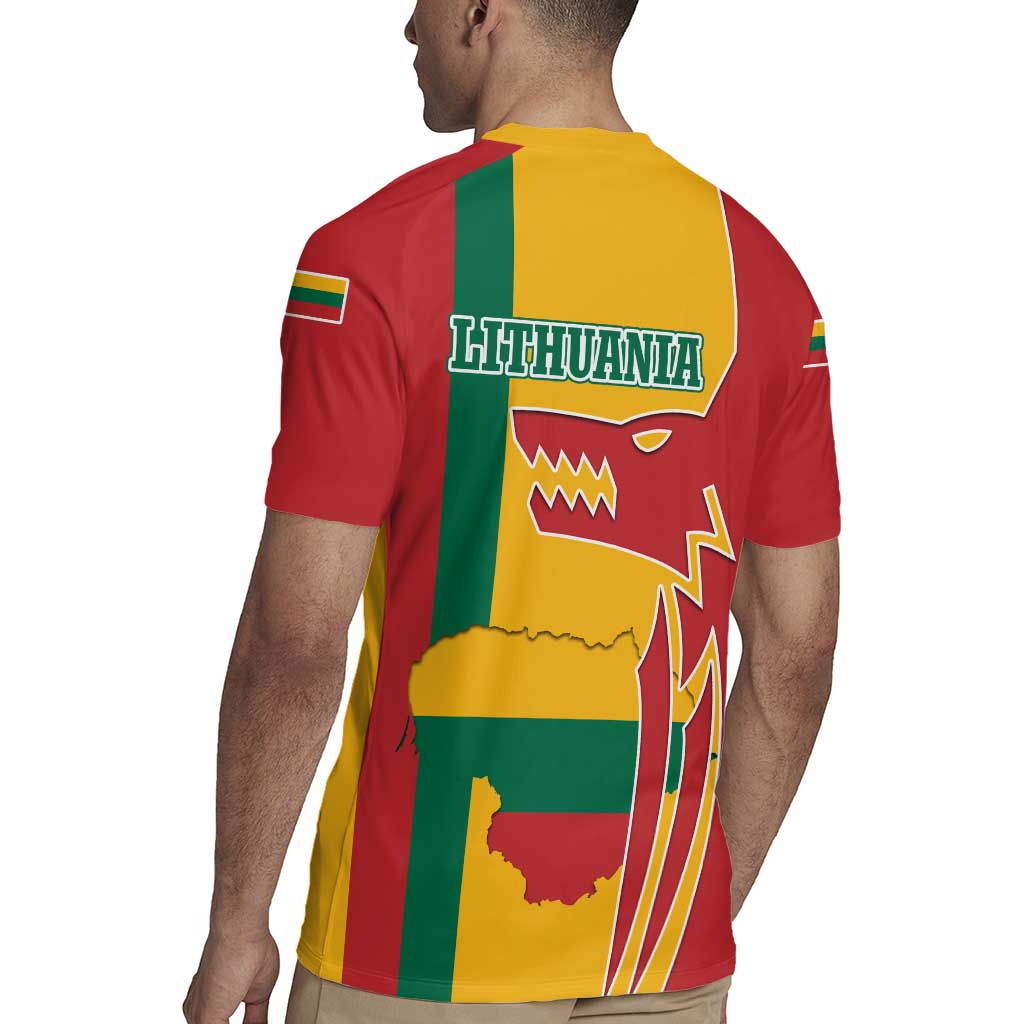 Lithuania Red Rugby Jersey with Bold Vytis Cross Design and Tricolor Flag Accents - Wonder Print Shop
