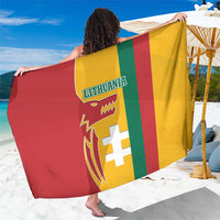 Lithuania Red Sarong with Bold Vytis Cross Design and Tricolor Flag Accents - Wonder Print Shop