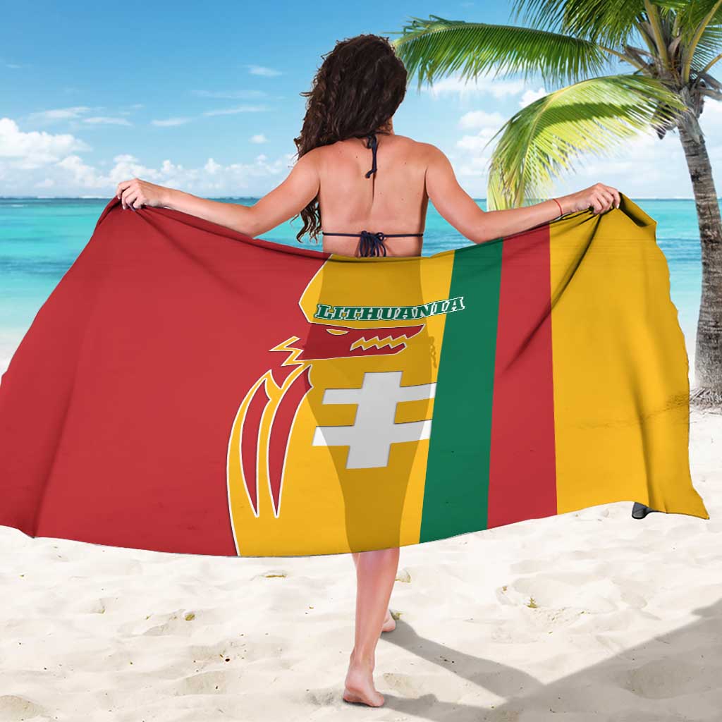 Lithuania Red Sarong with Bold Vytis Cross Design and Tricolor Flag Accents - Wonder Print Shop