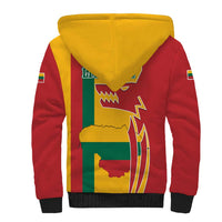 Lithuania Red Sherpa Hoodie with Bold Vytis Cross Design and Tricolor Flag Accents - Wonder Print Shop