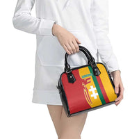 Lithuania Red Shoulder Handbag with Bold Vytis Cross Design and Tricolor Flag Accents - Wonder Print Shop
