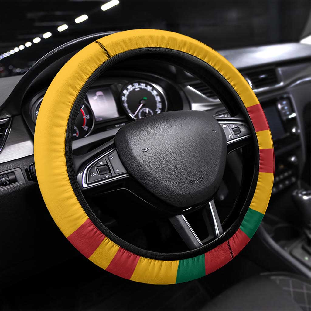 Lithuania Red Steering Wheel Cover with Bold Vytis Cross Design and Tricolor Flag Accents - Wonder Print Shop