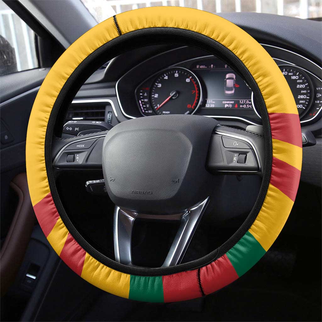 Lithuania Red Steering Wheel Cover with Bold Vytis Cross Design and Tricolor Flag Accents - Wonder Print Shop