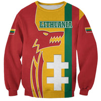 Lithuania Red Sweatshirt with Bold Vytis Cross Design and Tricolor Flag Accents - Wonder Print Shop