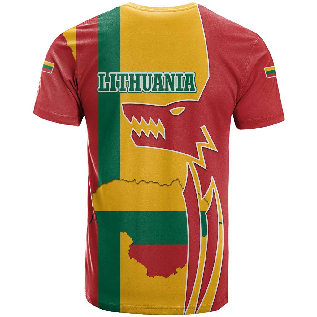 Lithuania Red T Shirt with Bold Vytis Cross Design and Tricolor Flag Accents - Wonder Print Shop
