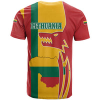 Lithuania Red T Shirt with Bold Vytis Cross Design and Tricolor Flag Accents - Wonder Print Shop
