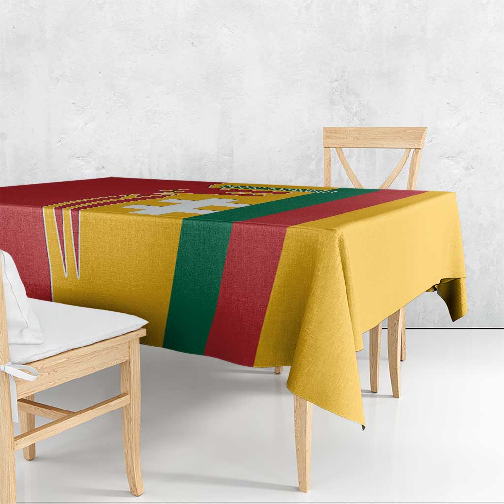 Lithuania Red Tablecloth with Bold Vytis Cross Design and Tricolor Flag Accents - Wonder Print Shop