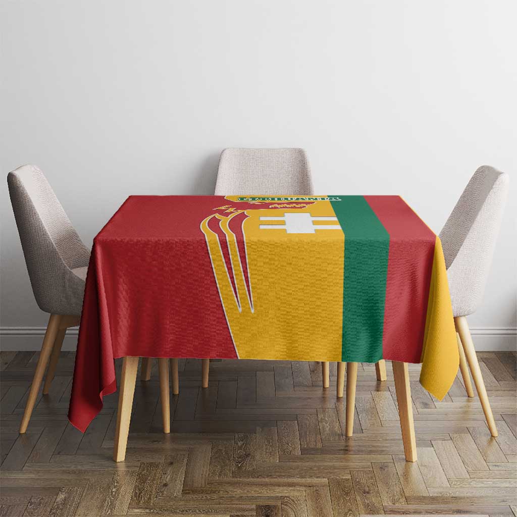 Lithuania Red Tablecloth with Bold Vytis Cross Design and Tricolor Flag Accents - Wonder Print Shop