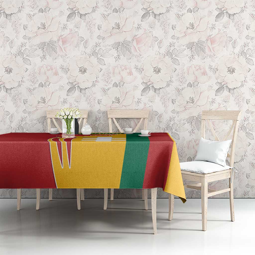 Lithuania Red Tablecloth with Bold Vytis Cross Design and Tricolor Flag Accents - Wonder Print Shop