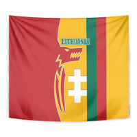 Lithuania Red Tapestry with Bold Vytis Cross Design and Tricolor Flag Accents - Wonder Print Shop