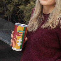 Lithuania Red Tumbler Cup with Bold Vytis Cross Design and Tricolor Flag Accents - Wonder Print Shop