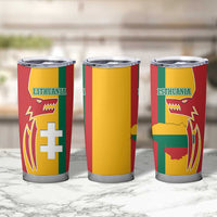 Lithuania Red Tumbler Cup with Bold Vytis Cross Design and Tricolor Flag Accents - Wonder Print Shop