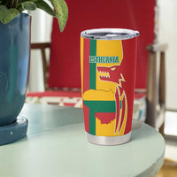 Lithuania Red Tumbler Cup with Bold Vytis Cross Design and Tricolor Flag Accents - Wonder Print Shop
