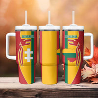 Lithuania Red Tumbler With Handle with Bold Vytis Cross Design and Tricolor Flag Accents - Wonder Print Shop