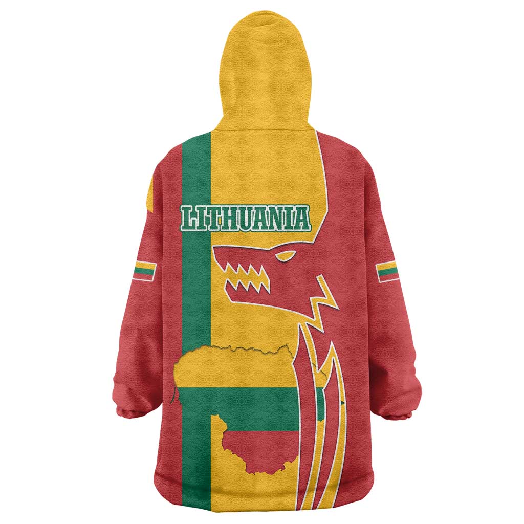 Lithuania Red Wearable Blanket Hoodie with Bold Vytis Cross Design and Tricolor Flag Accents - Wonder Print Shop