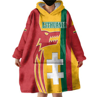 Lithuania Red Wearable Blanket Hoodie with Bold Vytis Cross Design and Tricolor Flag Accents - Wonder Print Shop