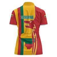 Lithuania Red Women Polo Shirt with Bold Vytis Cross Design and Tricolor Flag Accents - Wonder Print Shop
