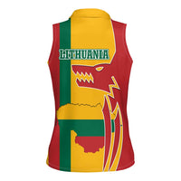 Lithuania Red Women Sleeveless Polo Shirt with Bold Vytis Cross Design and Tricolor Flag Accents - Wonder Print Shop