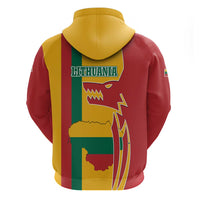 Lithuania Red Zip Hoodie with Bold Vytis Cross Design and Tricolor Flag Accents - Wonder Print Shop