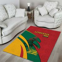 Lithuania Red and Green Area Rug with Knight and Dragon Claw Graphic and National Flag - Wonder Print Shop