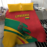 Lithuania Red and Green Bedding Set with Knight and Dragon Claw Graphic and National Flag - Wonder Print Shop