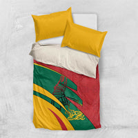 Lithuania Red and Green Bedding Set with Knight and Dragon Claw Graphic and National Flag - Wonder Print Shop
