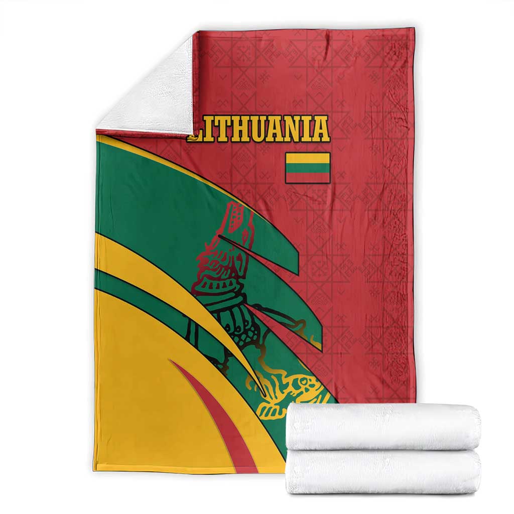 Lithuania Red and Green Blanket with Knight and Dragon Claw Graphic and National Flag - Wonder Print Shop