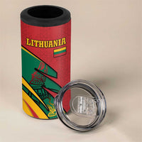 Lithuania Red and Green 4 in 1 Can Cooler Tumbler with Knight and Dragon Claw Graphic and National Flag - Wonder Print Shop