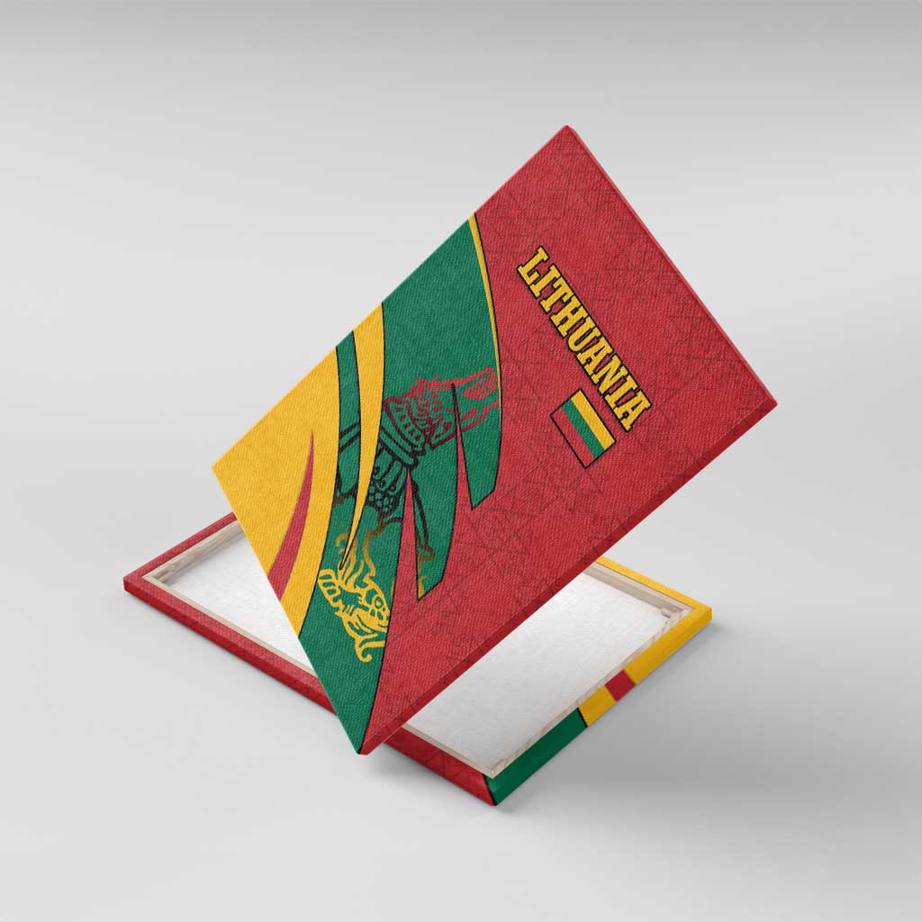 Lithuania Red and Green Canvas Wall Art with Knight and Dragon Claw Graphic and National Flag - Wonder Print Shop