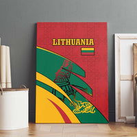 Lithuania Red and Green Canvas Wall Art with Knight and Dragon Claw Graphic and National Flag - Wonder Print Shop