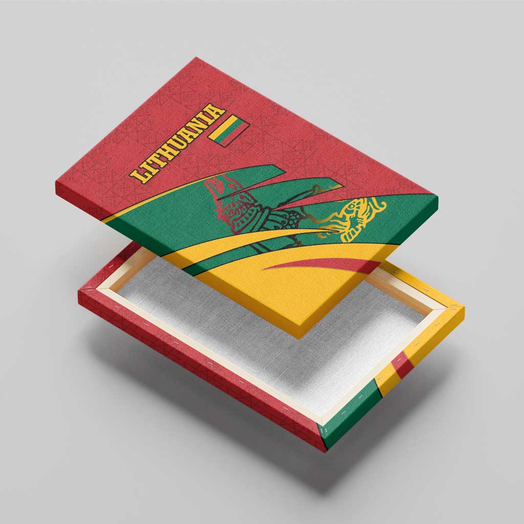 Lithuania Red and Green Canvas Wall Art with Knight and Dragon Claw Graphic and National Flag - Wonder Print Shop