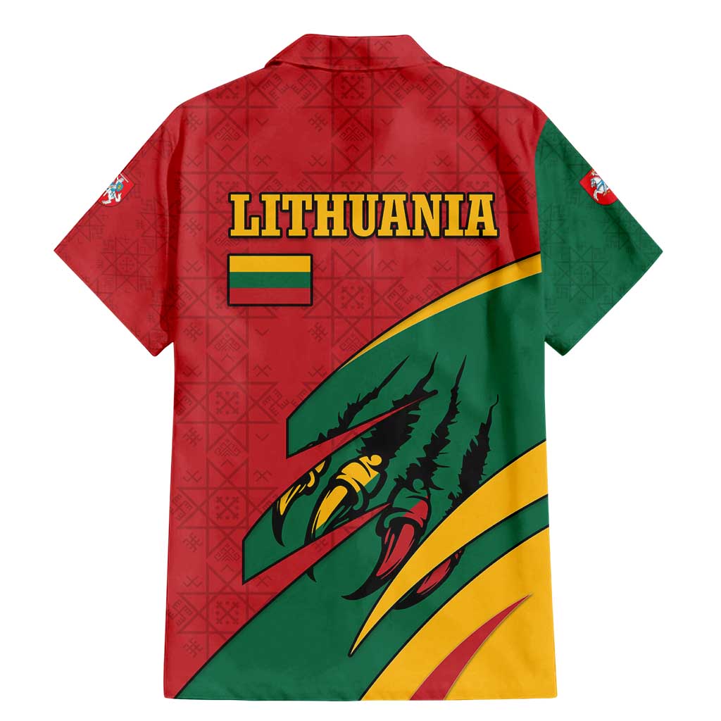 Lithuania Red and Green Family Matching Mermaid Dress and Hawaiian Shirt with Knight and Dragon Claw Graphic and National Flag - Wonder Print Shop