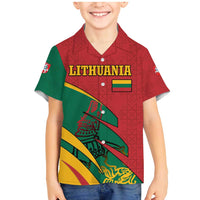 Lithuania Red and Green Family Matching Mermaid Dress and Hawaiian Shirt with Knight and Dragon Claw Graphic and National Flag - Wonder Print Shop