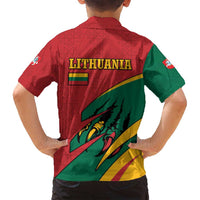 Lithuania Red and Green Family Matching Puletasi and Hawaiian Shirt with Knight and Dragon Claw Graphic and National Flag - Wonder Print Shop