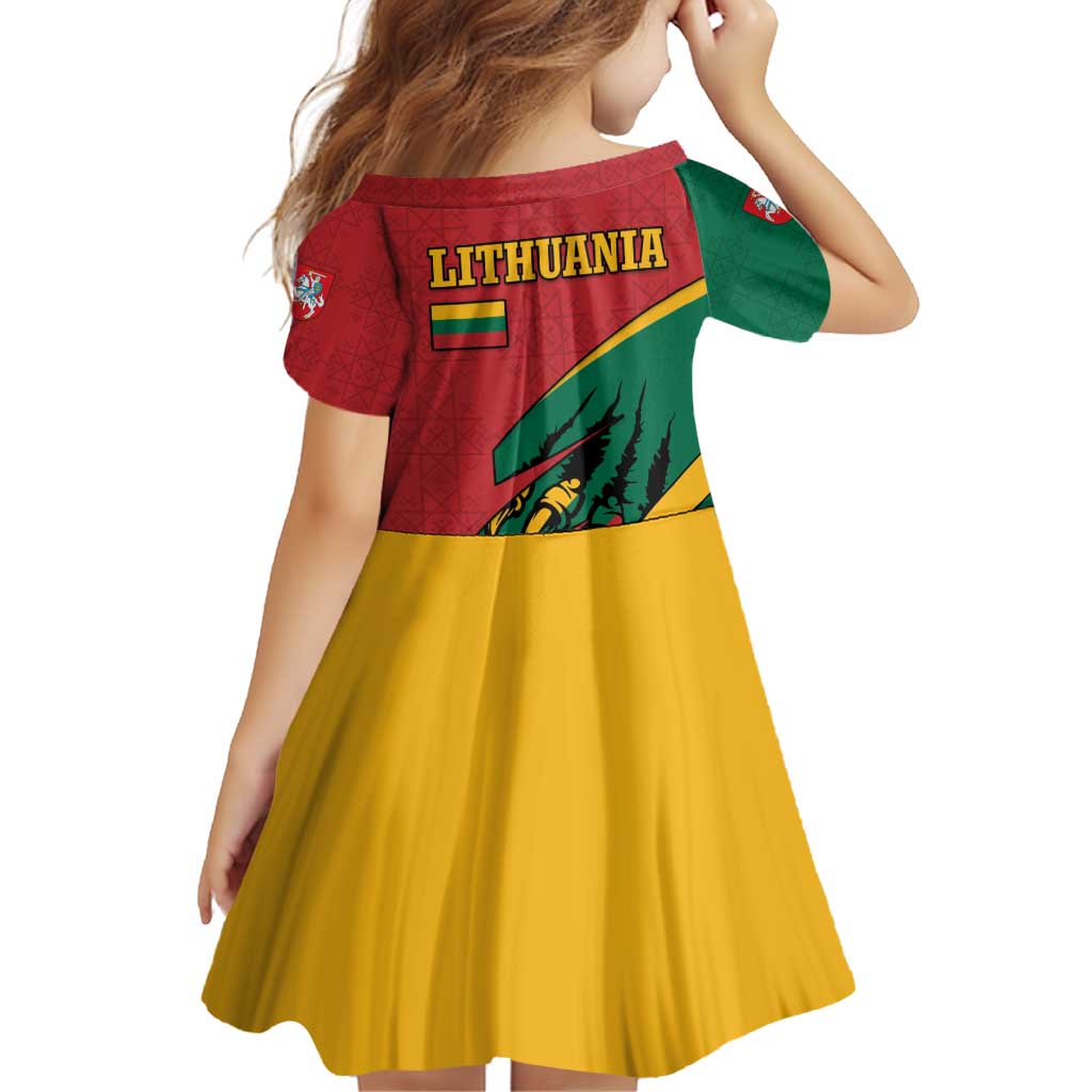Lithuania Red and Green Family Matching Puletasi and Hawaiian Shirt with Knight and Dragon Claw Graphic and National Flag - Wonder Print Shop