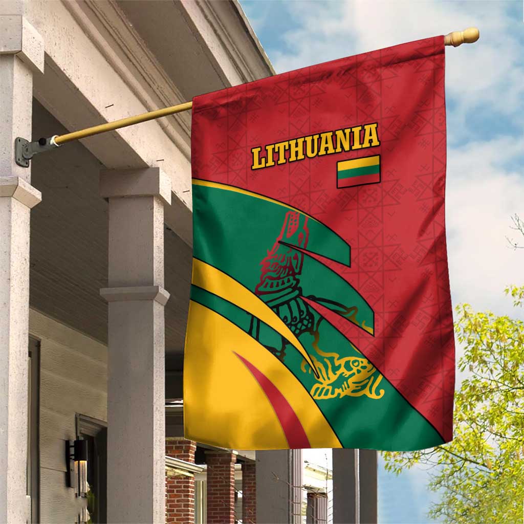 Lithuania Red and Green Garden Flag with Knight and Dragon Claw Graphic and National Flag - Wonder Print Shop