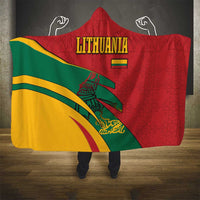 Lithuania Red and Green Hooded Blanket with Knight and Dragon Claw Graphic and National Flag - Wonder Print Shop