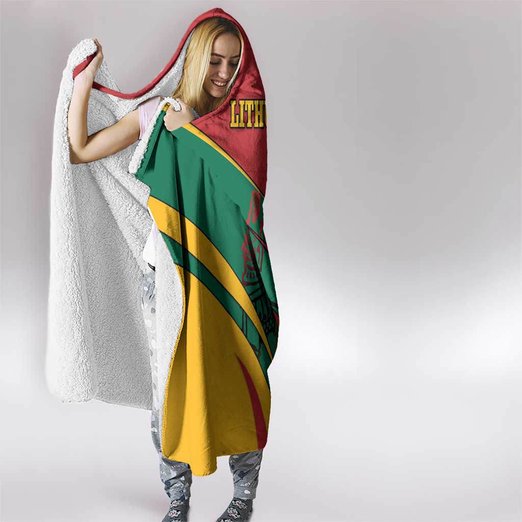 Lithuania Red and Green Hooded Blanket with Knight and Dragon Claw Graphic and National Flag - Wonder Print Shop