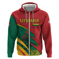 Lithuania Red and Green Hoodie with Knight and Dragon Claw Graphic and National Flag - Wonder Print Shop